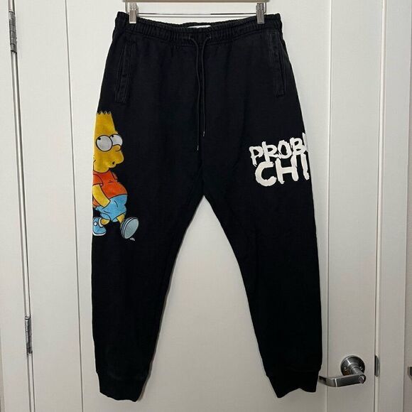 The Simpsons Youth Joggers Sweatpants Size XL Black Bart Problem Child Cotton - Picture 1 of 14